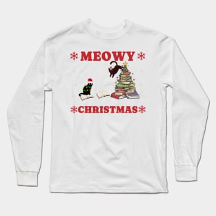 Moewy Christmas Bookworm Christmas Tree books Long Sleeve T-Shirt